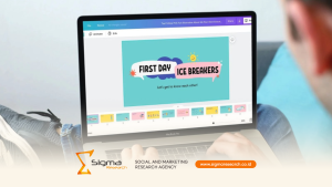 Ilustrasi keterlibatan pengguna Canva membuat desain di laptop dan smartphone