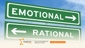 Visualisasi emotional vs rational drivers yang memengaruhi keputusan konsumen modern