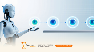 lustrasi AI memproses data perilaku konsumen digital untuk metode riset modern